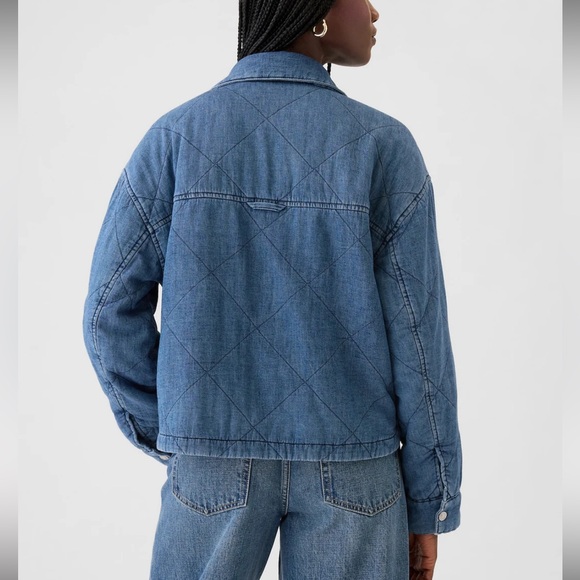 Women’s Quilted Denim Shirt Jacket Size M - Picture 5 of 7